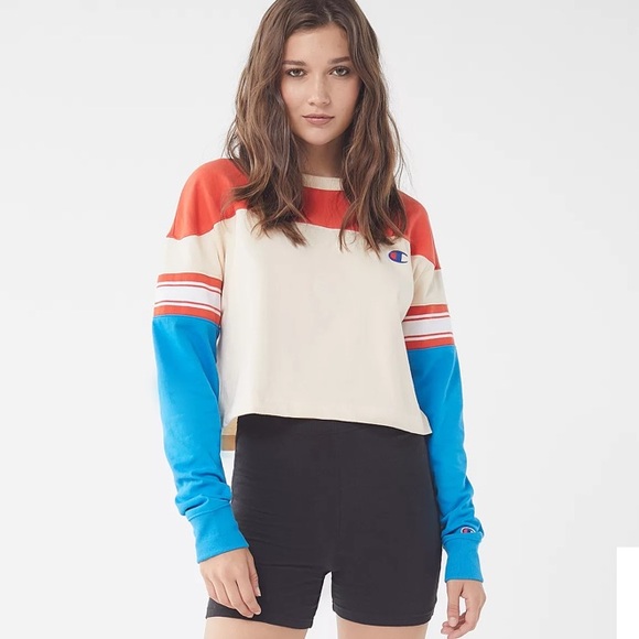 ✨SALE✨Champion UO Exclusive Colorblock Long Sleeve Tee - Size Large - Picture 1 of 8